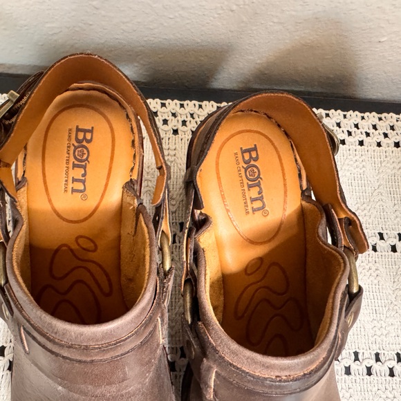 Born Hudson Sling Back Brown Leather Women's Mules - Picture 4 of 8